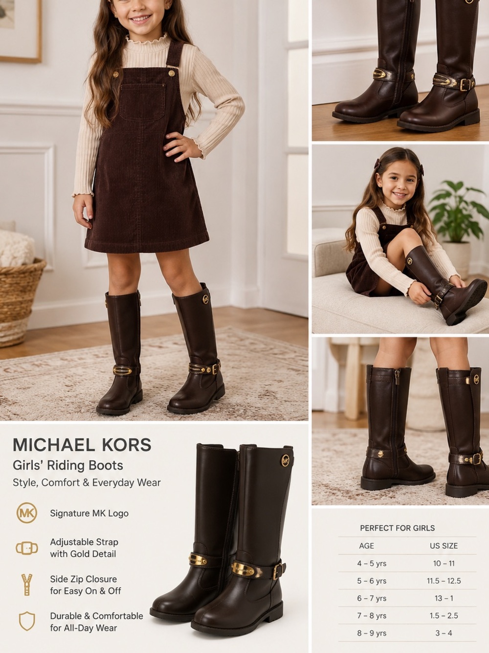 MK Girls Parson Riding boots, calf length S11